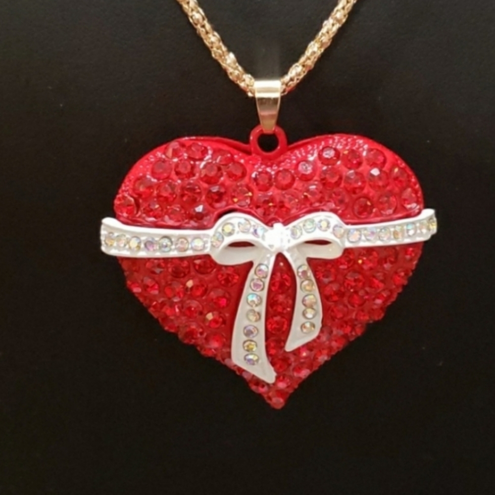 NWT Red Crystal Heart necklace by Betsey Johnson